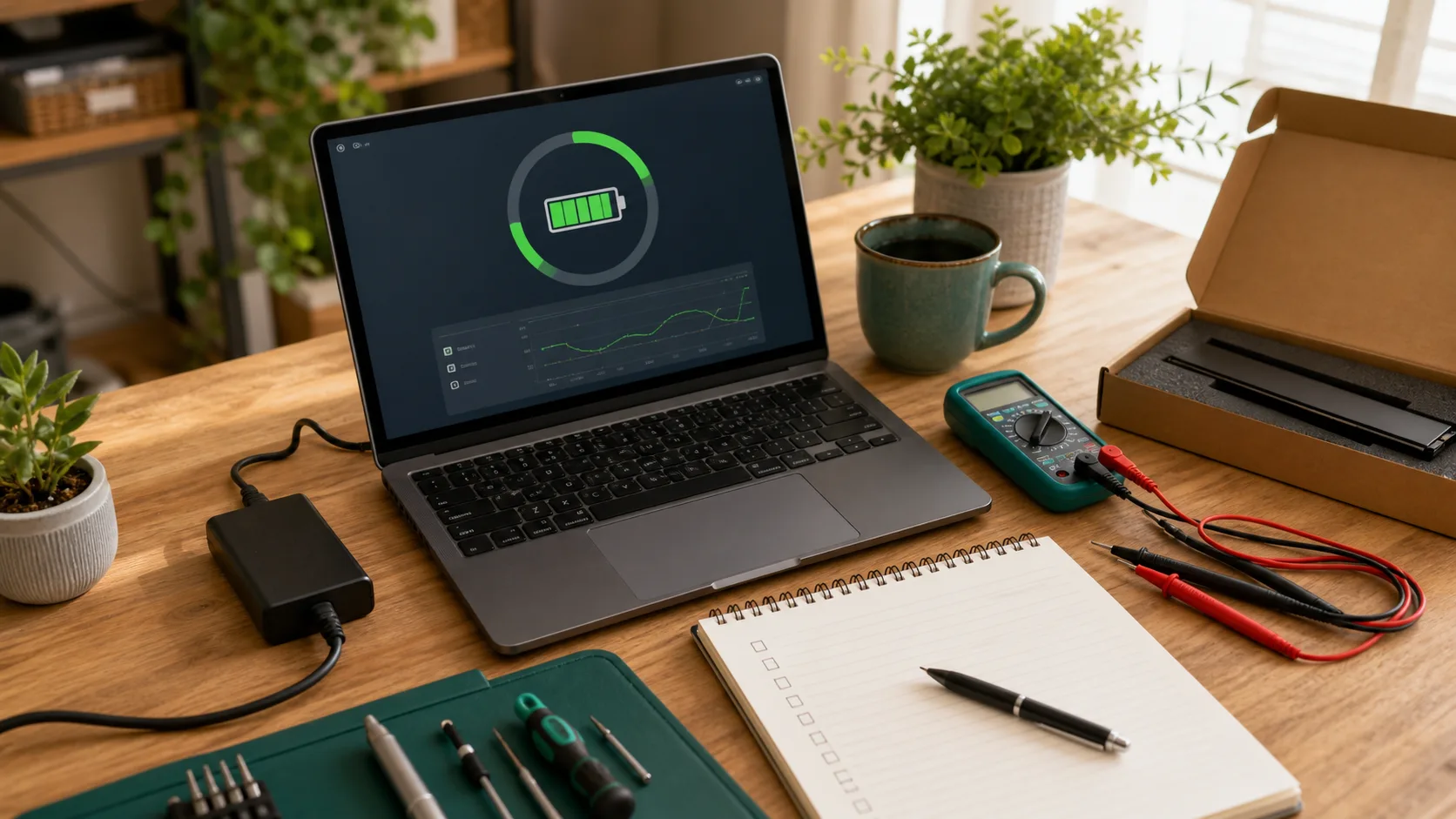 Évaluation d'un ordinateur portable avant remplacement de la batterie
